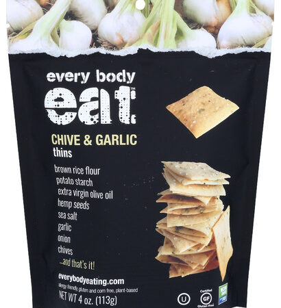 Every Body Eat Thins Chive & Garlic Crackers 4 Oz