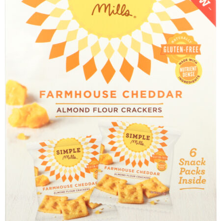 Simple Mills, Almond Flour Crackers, Farmhouse Cheddar, 6 Packs, 0.8 Oz (23 G)