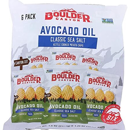 Boulder Canyon Kettle Style Potato Chips Avocado Oil Classic Sea Salt 6 Pack