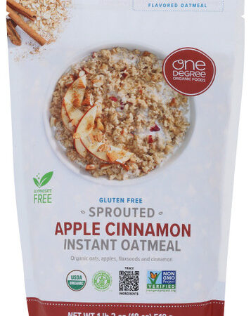 One Degree Organic Foods Sprouted Instant Oatmeal Apple Cinnamon 18 Oz