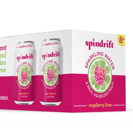 Spindrift Sparkling Water 8 Ct, Raspberry Lime, Cans, 12 Oz