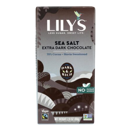 Lily's Sweets Lily'S, Sea Salt Extra Dark Chocolate Style No Sugar Added Sweets, 2.8 Oz - 3 Oz