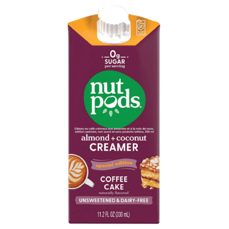 Nutpods Unsweetened Non-Dairy Creamer, Coffee Cake 11.2 Fl Oz Carton