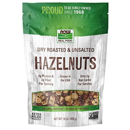 Now Hazelnuts Dry Roasted And Unsalted 16 Oz.